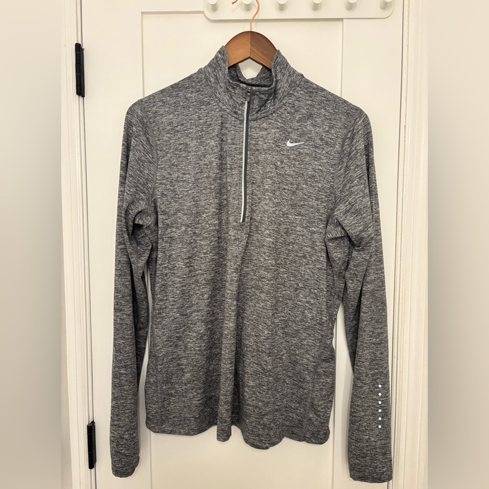 Nike Dri-Fit Heather Gray Long Sleeve Running Quarter Zip Top